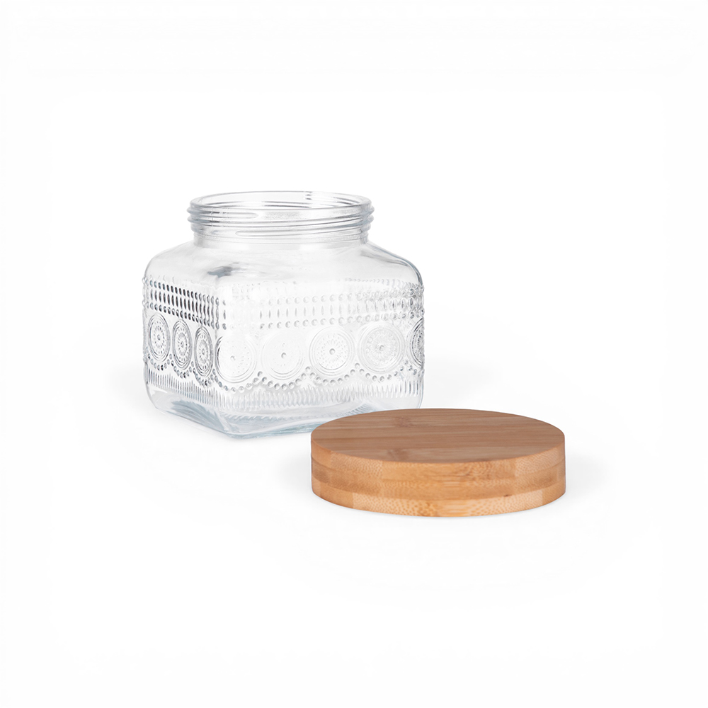 Glass Storage Jar with Bamboo Lid (H12.4cm) - Image 2