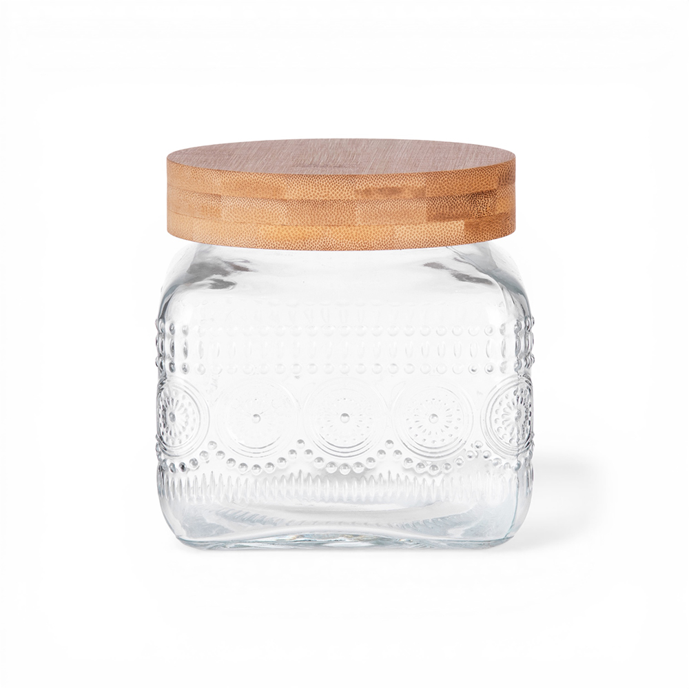 Glass Storage Jar with Bamboo Lid (H12.4cm) - Image 3