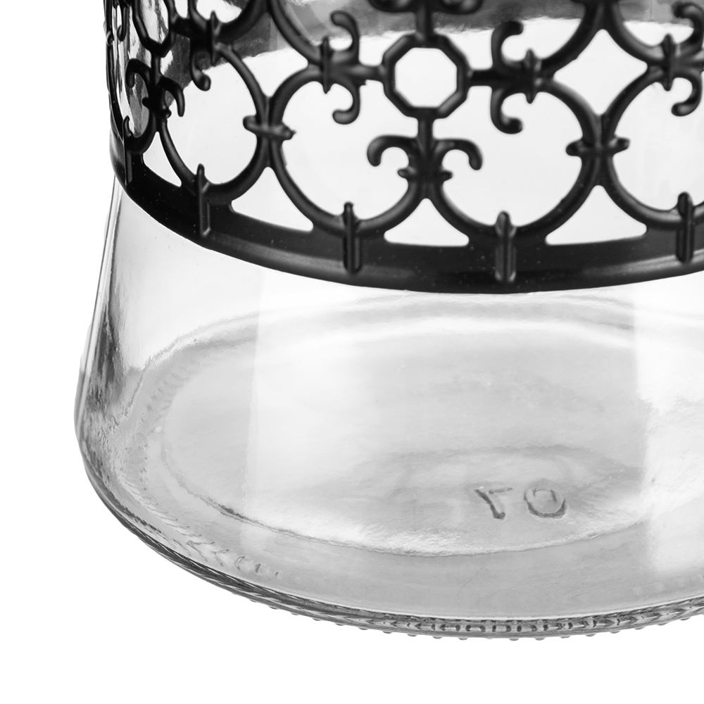 Glass Jar with Ivory Iron Casing and Lid (H13.5cm) - Image 6