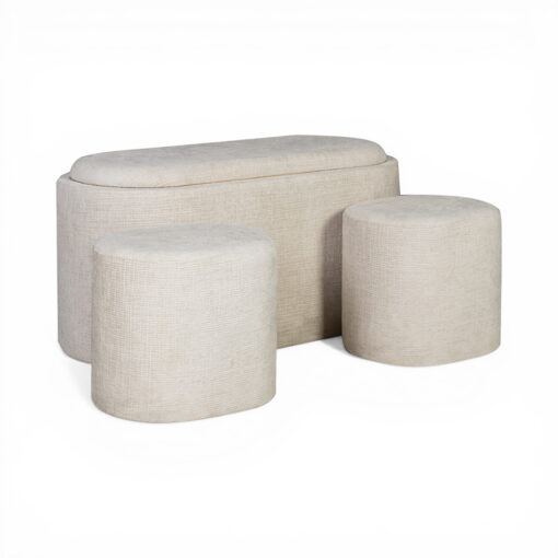 Ellery Storage Ottoman with Stools (3 Pcs)