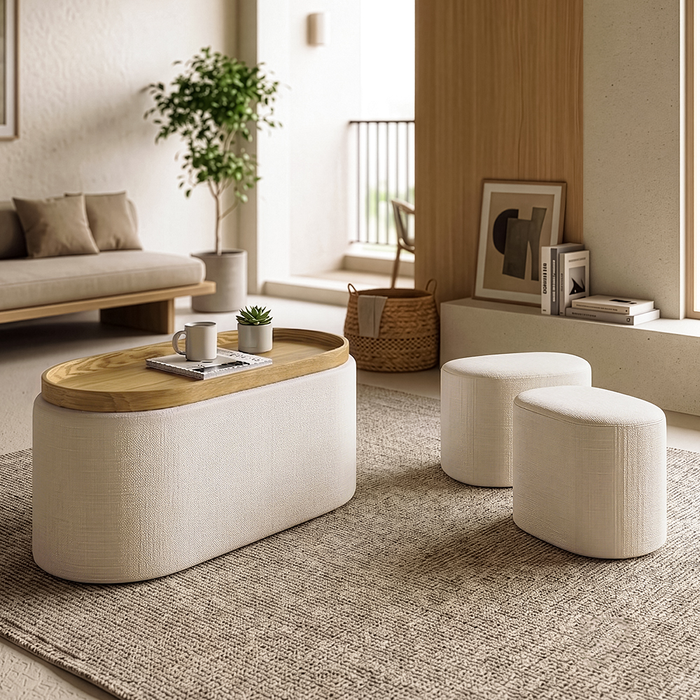 Ellery Storage Ottoman with Stools (3 Pcs) - Image 17