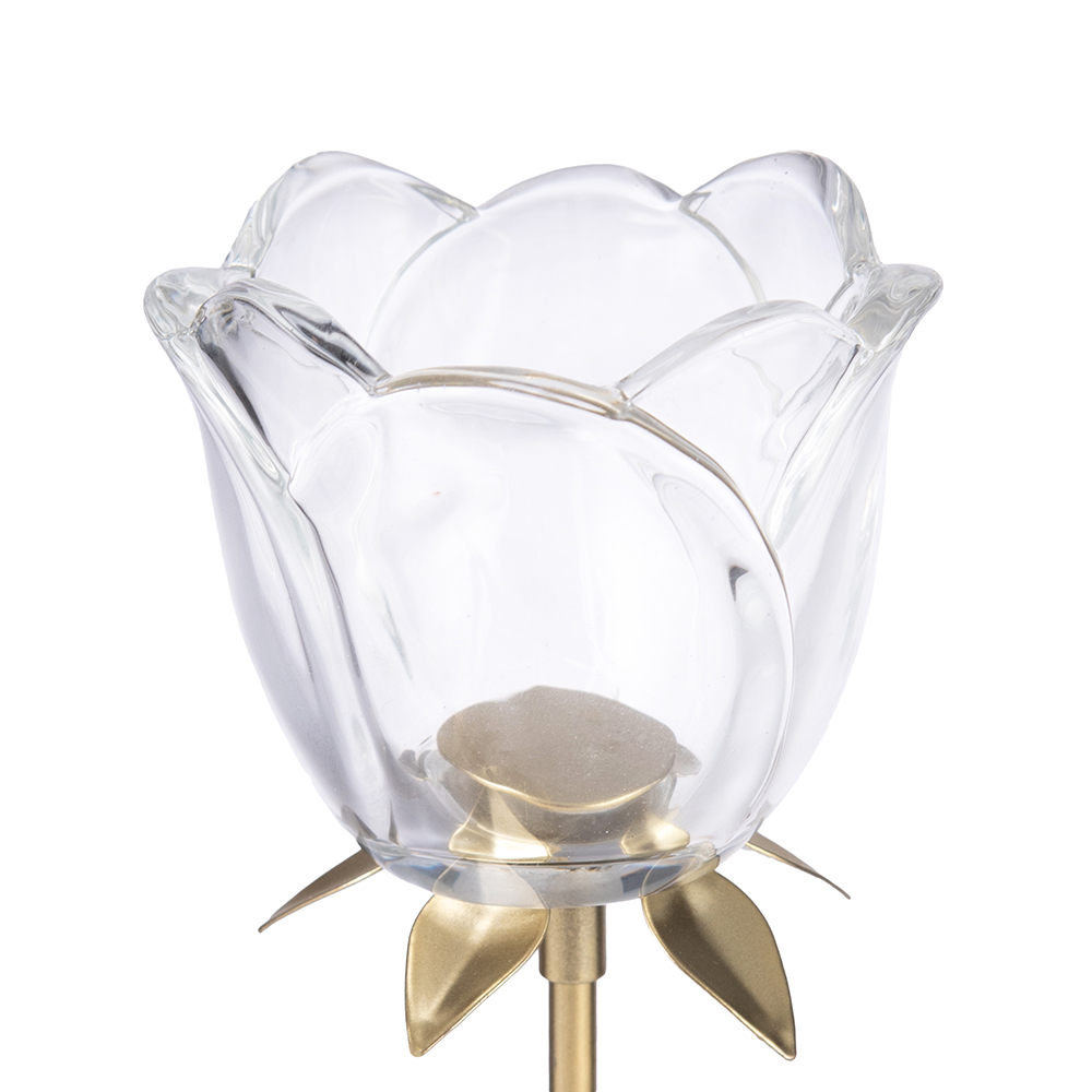 Glass Flower Candle Holder (H16.5cm) - Image 4