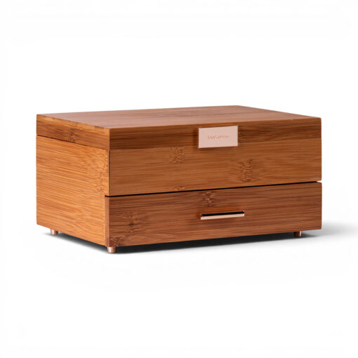 Deep Carbon Bamboo Fliptop Jewellery Box (H12.5cm)