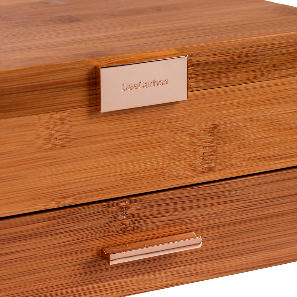 Deep Carbon Bamboo Fliptop Jewellery Box (H12.5cm) - Image 9