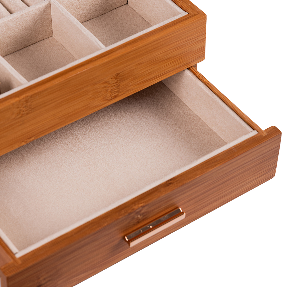 Deep Carbon Bamboo Fliptop Jewellery Box (H12.5cm) - Image 8