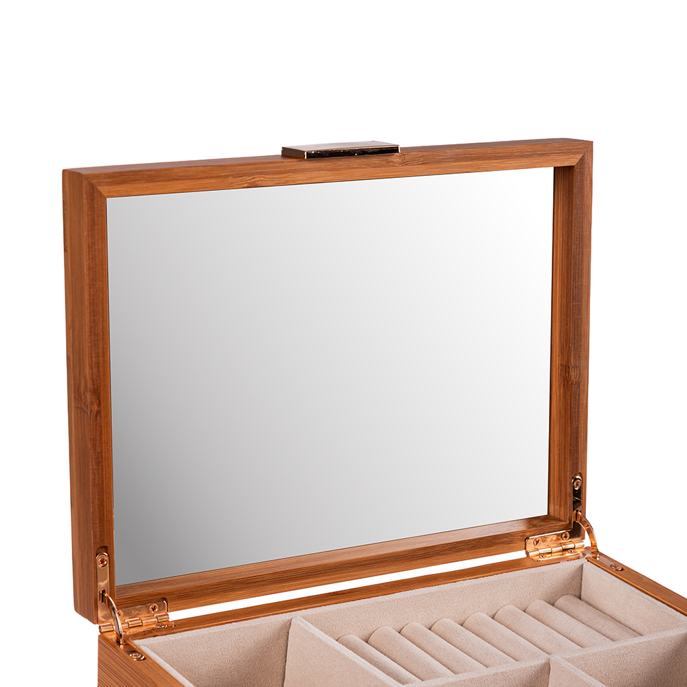 Deep Carbon Bamboo Fliptop Jewellery Box (H12.5cm) - Image 6