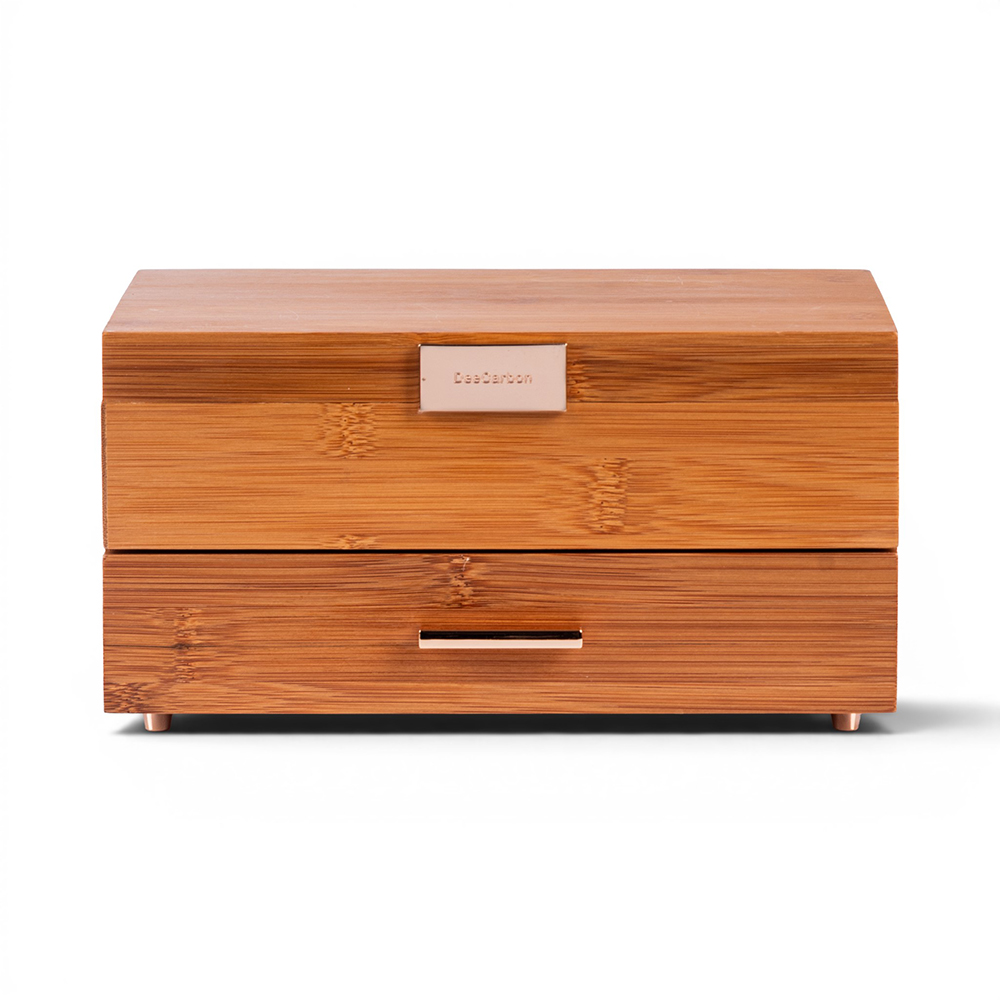 Deep Carbon Bamboo Fliptop Jewellery Box (H12.5cm) - Image 3