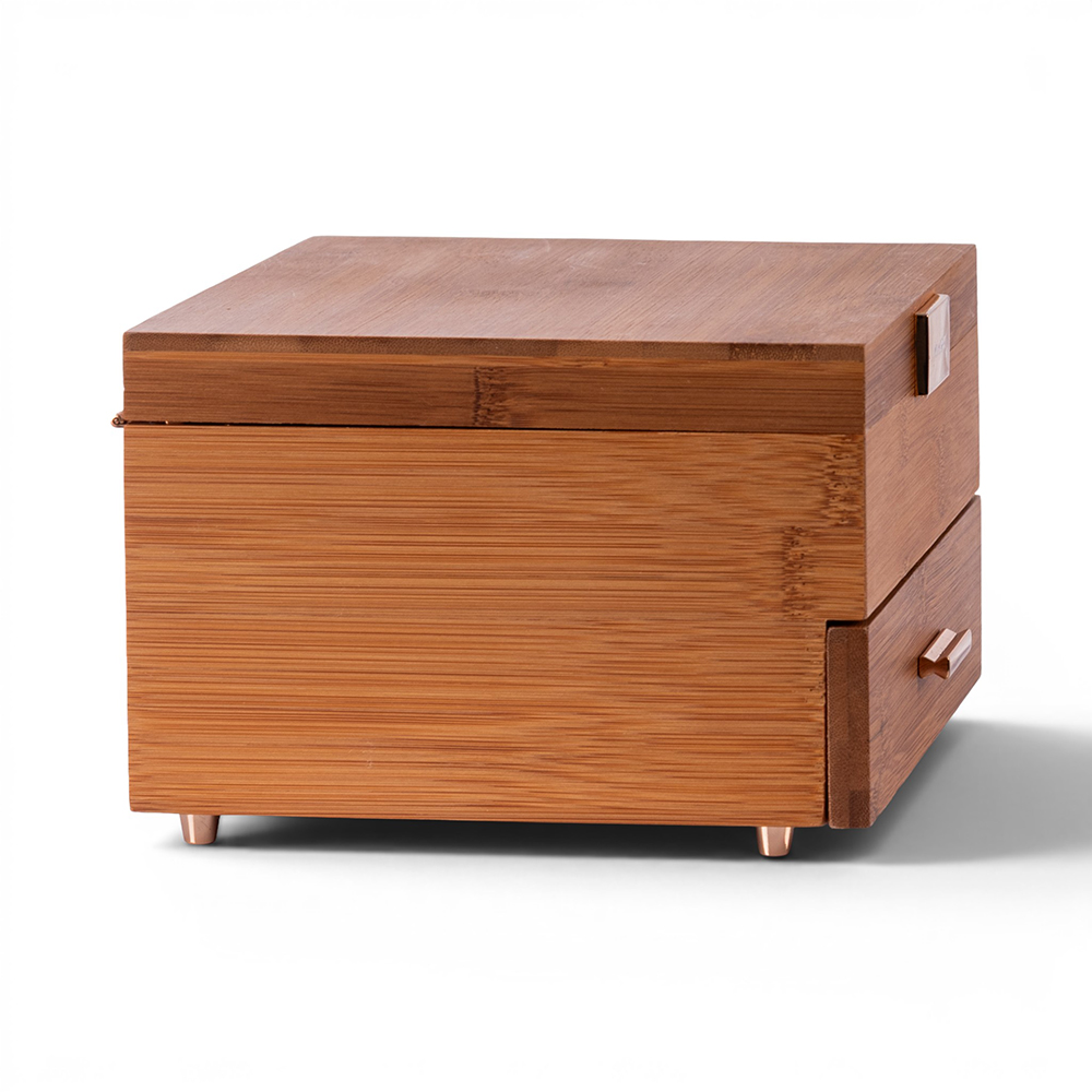 Deep Carbon Bamboo Fliptop Jewellery Box (H12.5cm) - Image 4