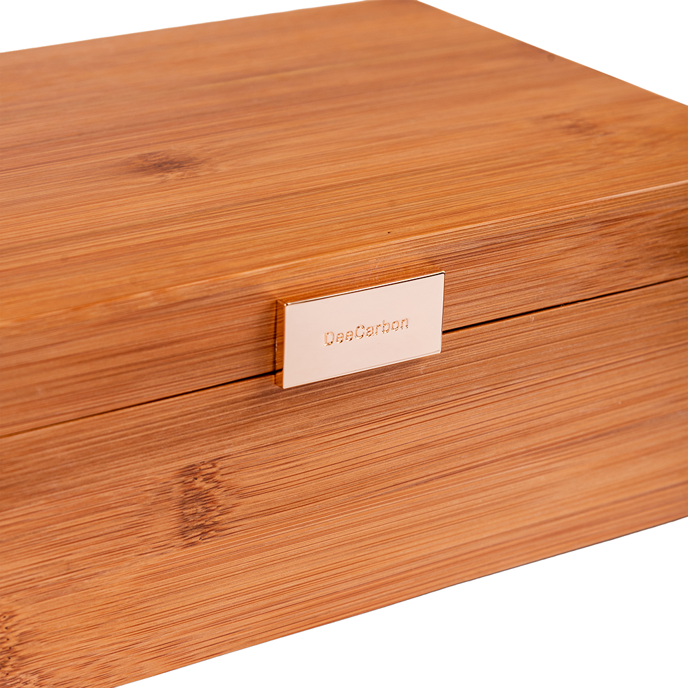 Deep Carbon Bamboo Fliptop Jewellery Box (H10.5cm) - Image 7