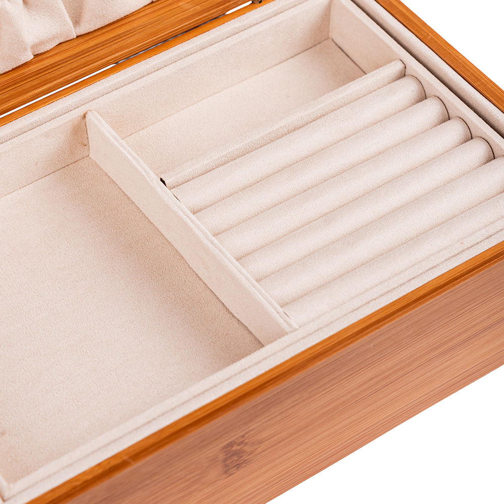 Deep Carbon Bamboo Fliptop Jewellery Box (H10.5cm) - Image 9