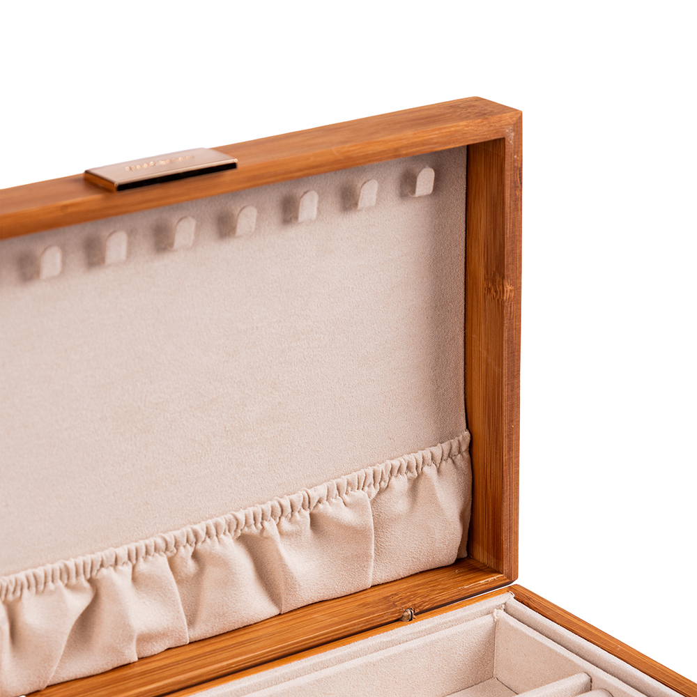 Deep Carbon Bamboo Fliptop Jewellery Box (H10.5cm) - Image 8