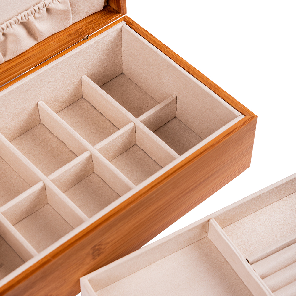 Deep Carbon Bamboo Fliptop Jewellery Box (H10.5cm) - Image 10