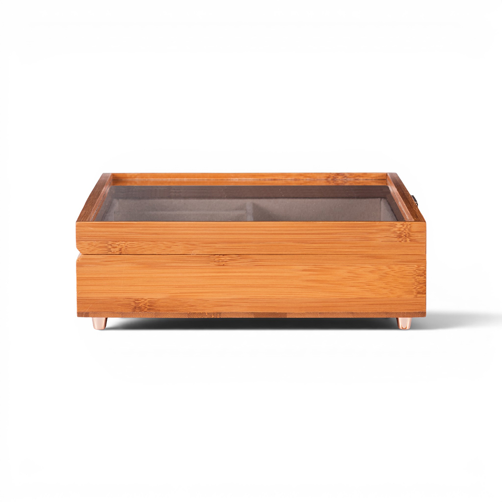 Deep Carbon Bamboo Fliptop Jewellery Box (H6.5cm) - Image 4