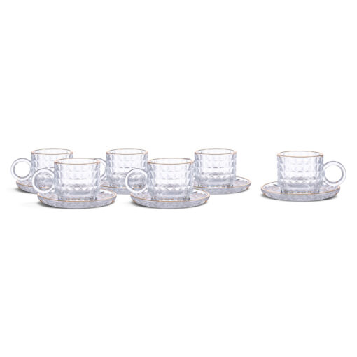Glass Cup with Saucer (Set of 6)