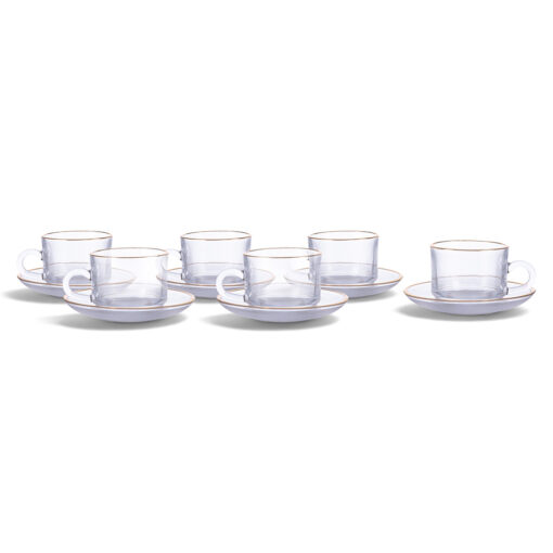 Glass Cup with Saucer (Set of 6)