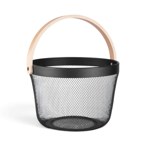 Round Basket with Wooden Handle (H32cm)
