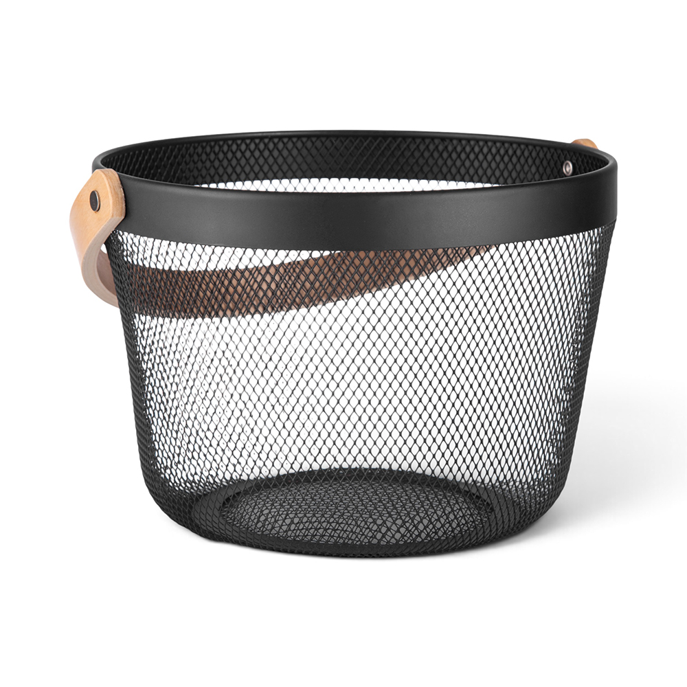 Round Basket with Wooden Handle (H32cm) - Image 2