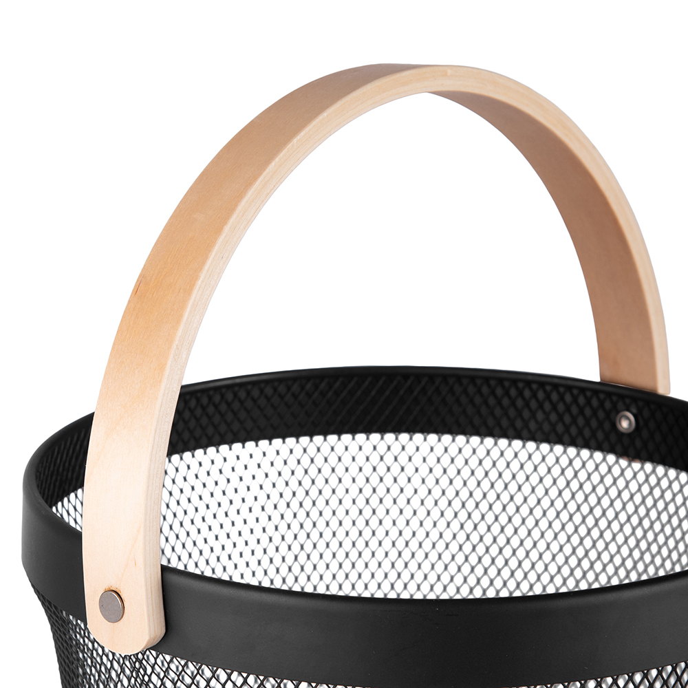 Round Basket with Wooden Handle (H32cm) - Image 4