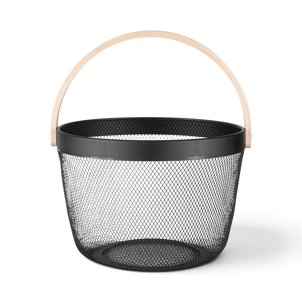 Round Basket with Wooden Handle (H32cm) - Image 3