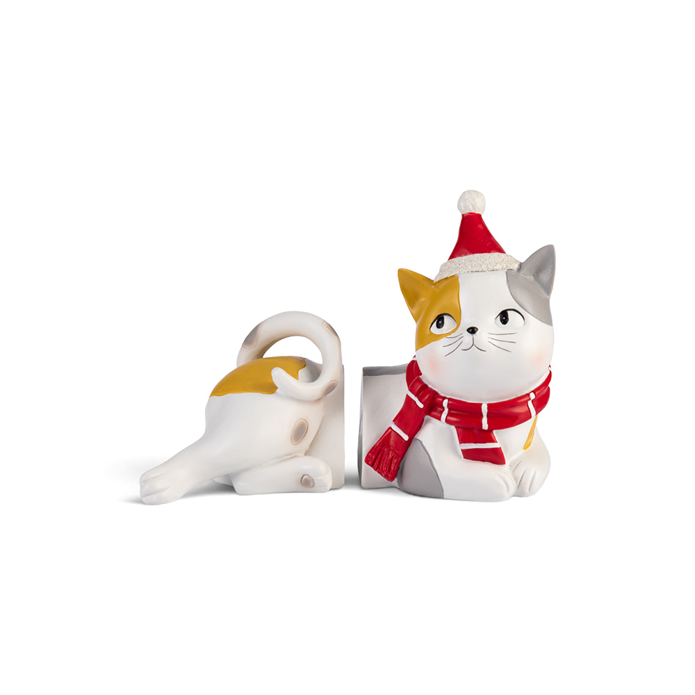 Christmas Cat Bookend (H16cm) - Image 2