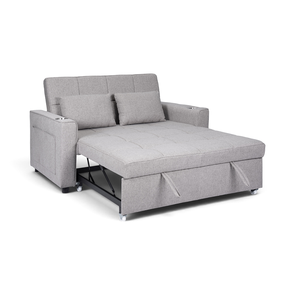 Eira 2 Seater Pull Out Sofa Bed with Cup Holders - Image 2