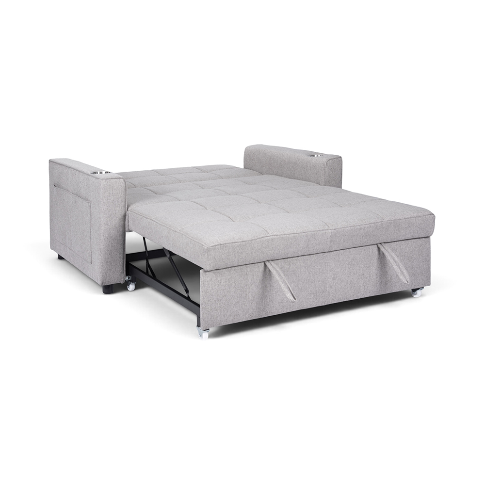 Eira 2 Seater Pull Out Sofa Bed with Cup Holders - Image 4