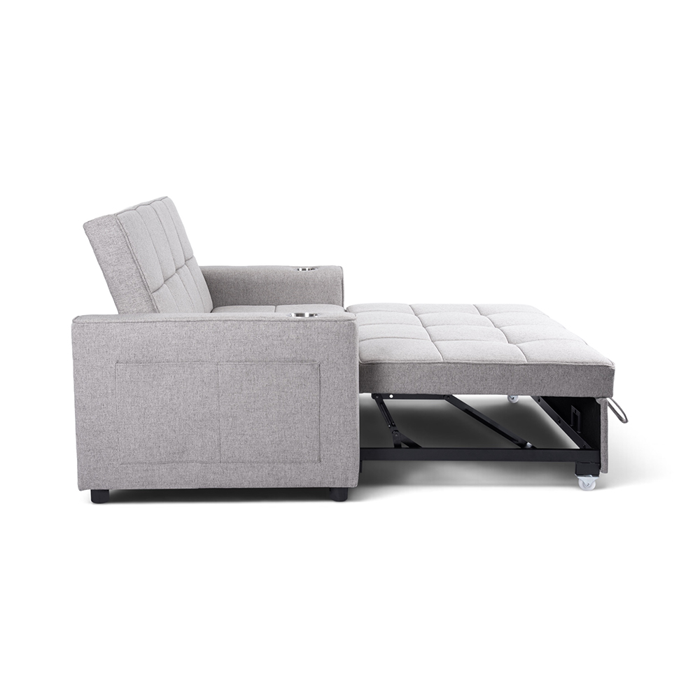 Eira 2 Seater Pull Out Sofa Bed with Cup Holders - Image 7