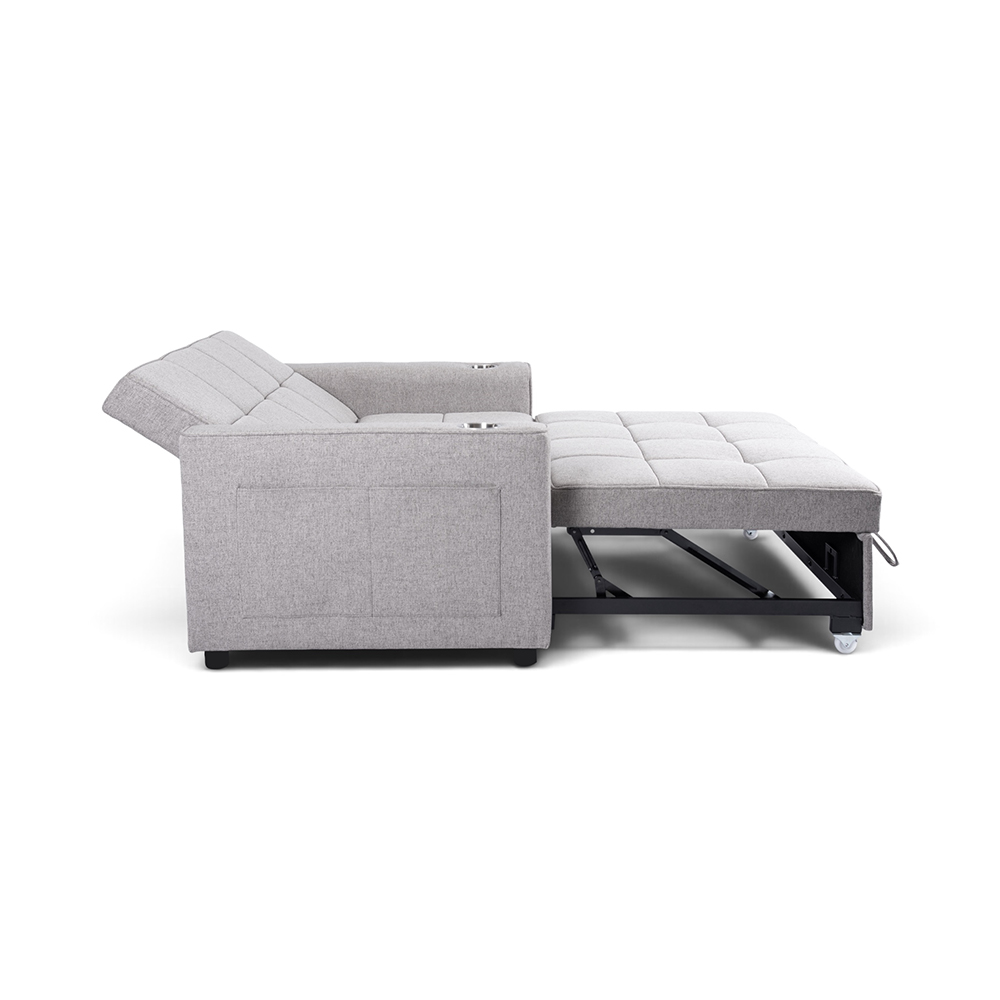 Eira 2 Seater Pull Out Sofa Bed with Cup Holders - Image 8