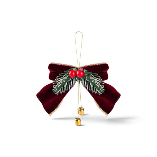 Hanging Christmas Bow with Bells (H9cm)